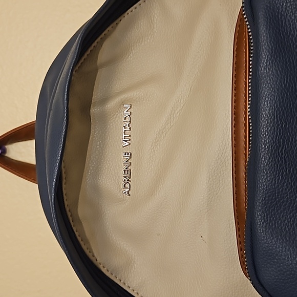 Adrienne Vittadini | Tan, Brown & Navy Blue Four Pocket Backpack - Picture 2 of 7